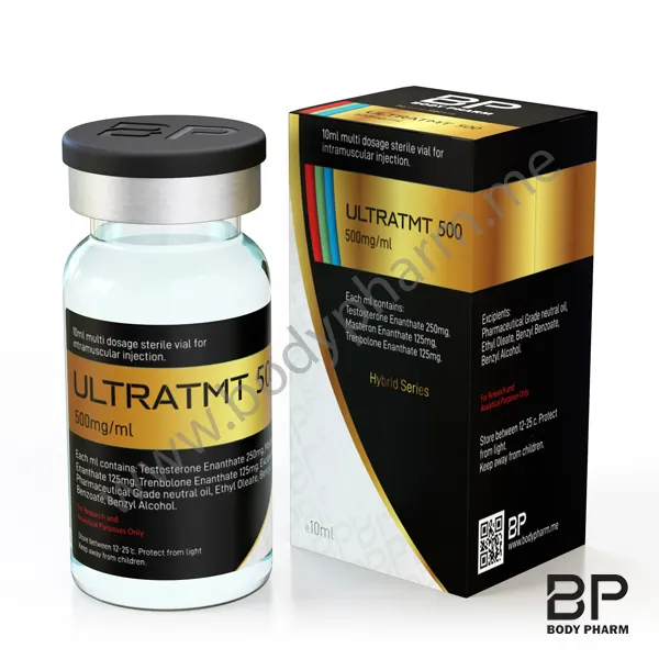 UltraTMT 500 is a 10ml Multi-dose vial Intramuscular injection containing: Testosterone Enanthate 250mg, Masteron Enanthate 125mg, Trenbolone Enanthate 125mg.