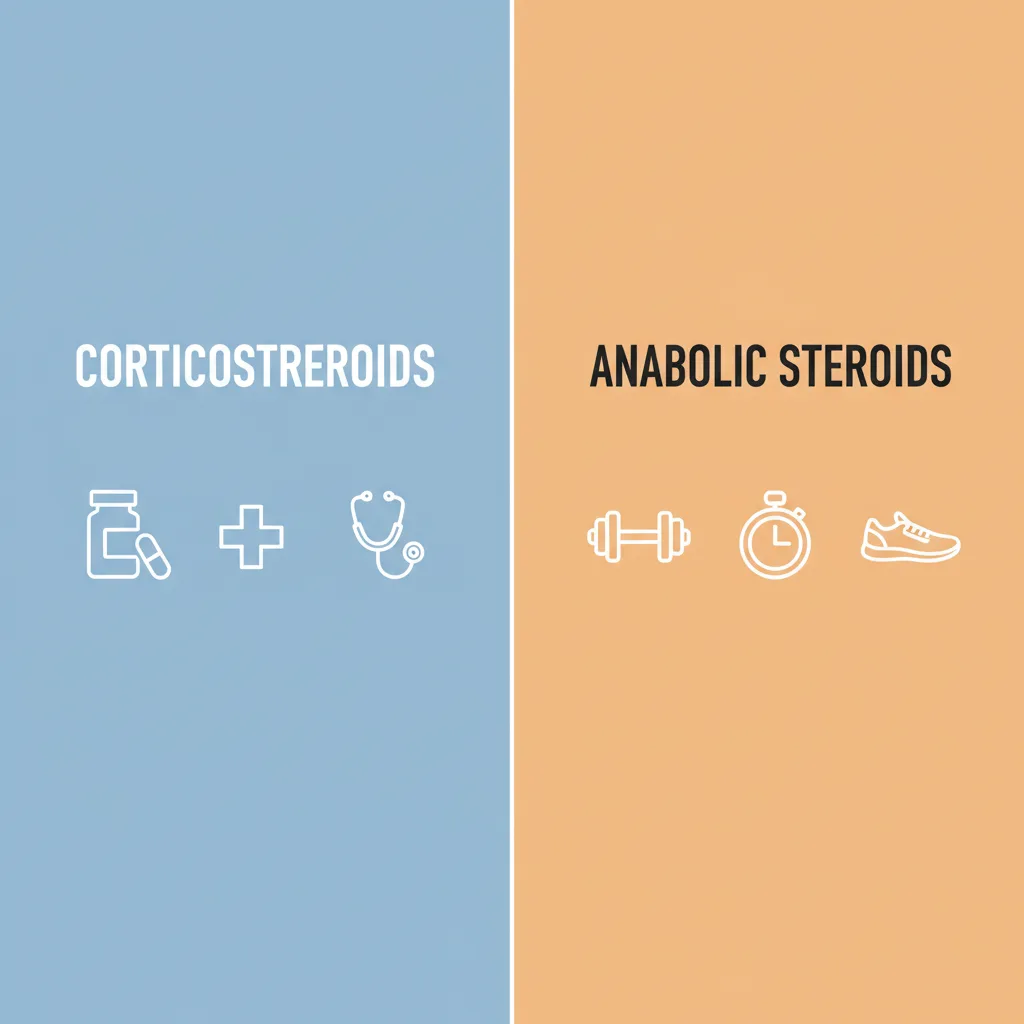 Ilustrasi perbedaan kortikosteroid vs steroid anabolik dalam penggunaan medis dan kebugaran